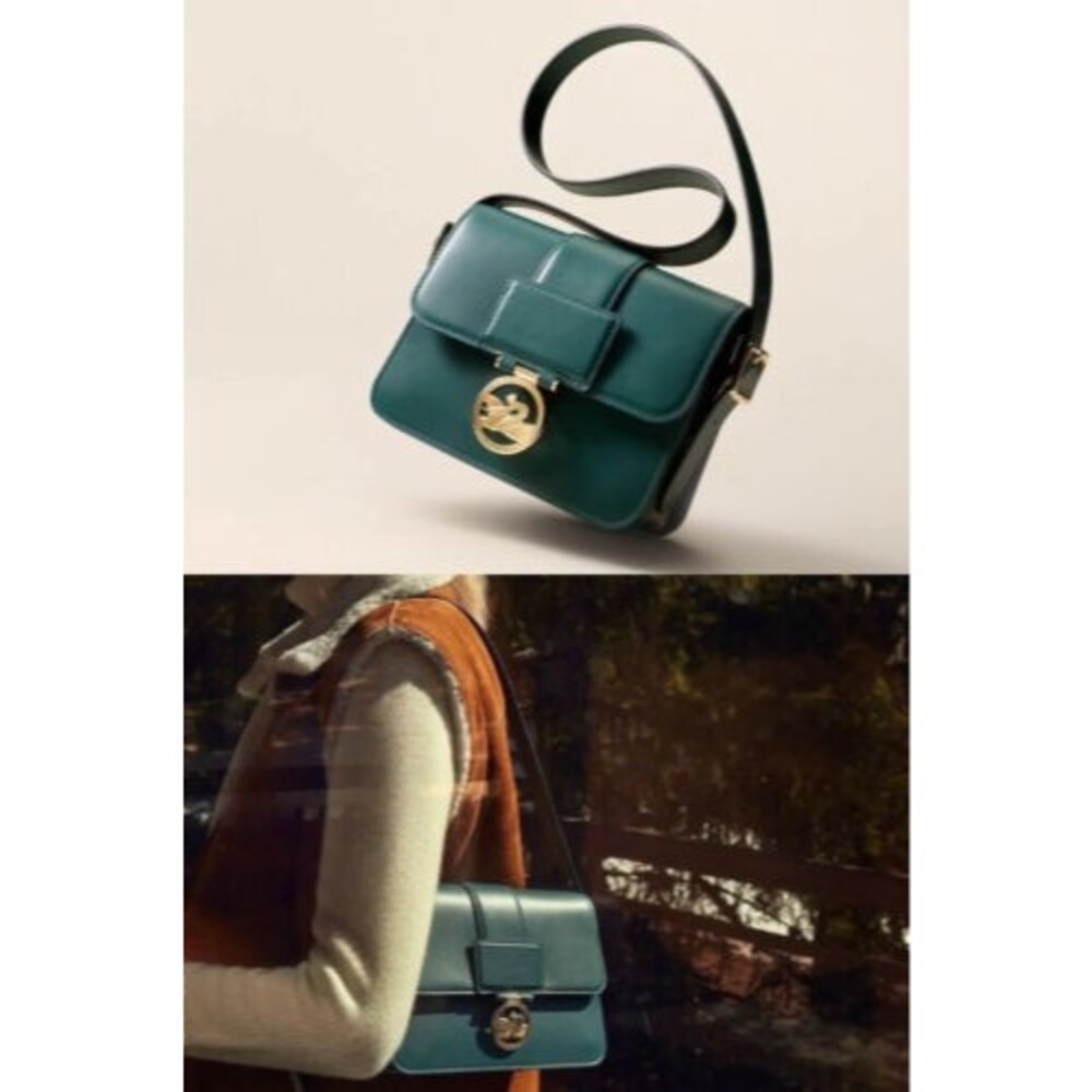 Longchamp Small Box Trot Crossbody Green Boxtrot Leather Handbag New $595 - Picture 7 of 14